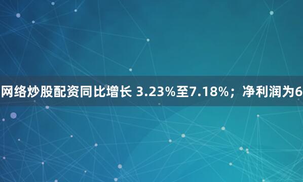网络炒股配资同比增长 3.23%至7.18%；净利润为6